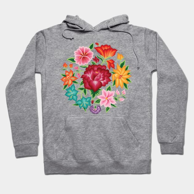 Mexican Floral Bouquet Hoodie by Akbaly